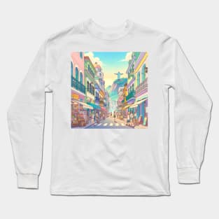 Rio de Janeiro Street Illustration Long Sleeve T-Shirt